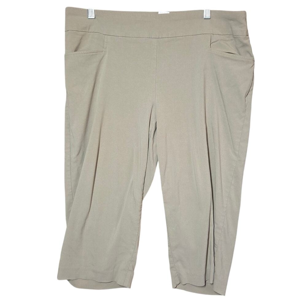 Tan Pull On Capri Pants with Pockets Size 14W